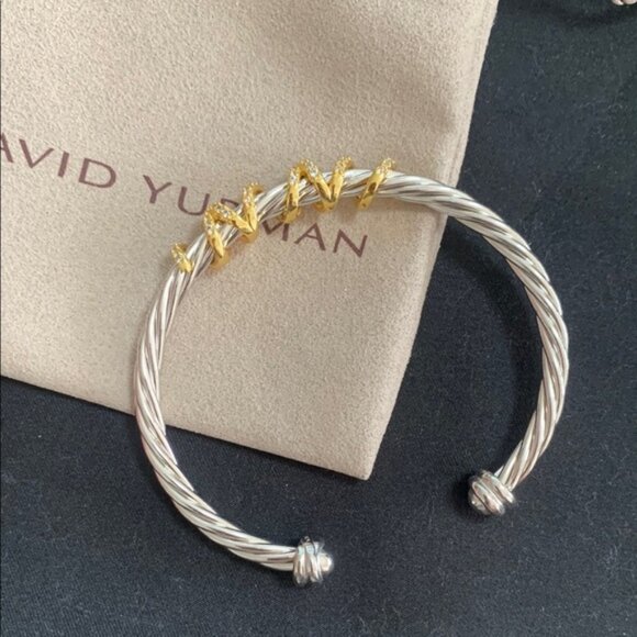 Versatile David Yurman Twisted Silver & Gold Bracelet - Picture 1 of 3